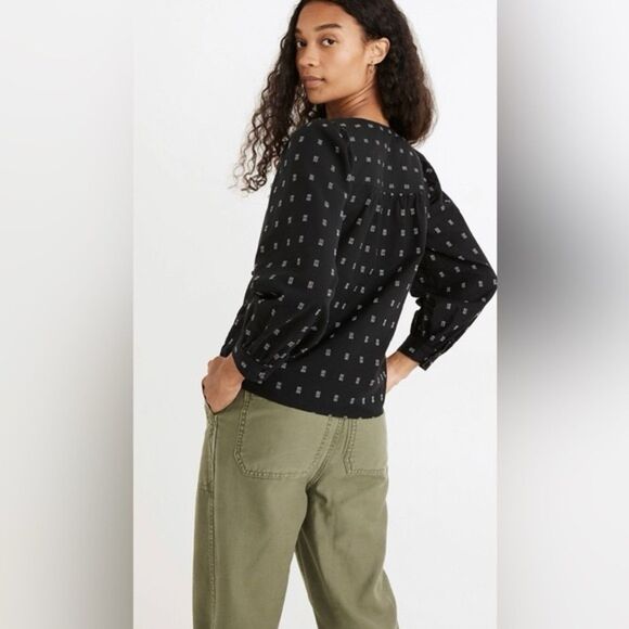 Madewell Kinston Side-Button Wrap Top in Textured Dobby Size XS EUC - Picture 2 of 12